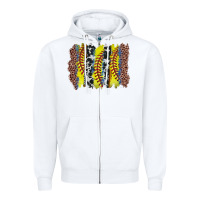 White softball brushstroke Zipper Hoodie - Zillion Design Studio