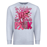 Heather Grey in october we wear pink dinosaur Premium Sweatshirt - JahusDesignShop