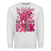 Oatmeal Heather in october we wear pink dinosaur Premium Sweatshirt - JahusDesignShop