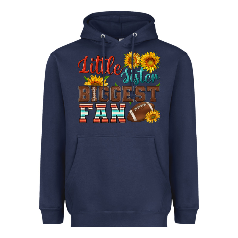 Little Sister Biggest Fan American Football Heavyweight Hoodie by HRA Design Shop | Teevron