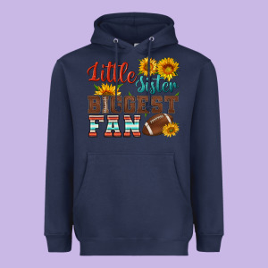 Little Sister Biggest Fan American Football Heavyweight Hoodie Designed By Hra Design Shop