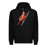 Black Northern Cardinal Bird Premium Hoodie - LillyAllenDesigns