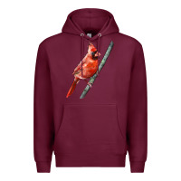 Burgundy Northern Cardinal Bird Premium Hoodie - LillyAllenDesigns