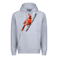 Heather Grey Northern Cardinal Bird Premium Hoodie - LillyAllenDesigns