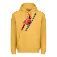 Mustard Northern Cardinal Bird Premium Hoodie - LillyAllenDesigns