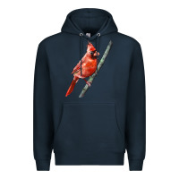Navy Northern Cardinal Bird Premium Hoodie - LillyAllenDesigns