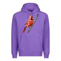 Purple Northern Cardinal Bird Premium Hoodie - LillyAllenDesigns