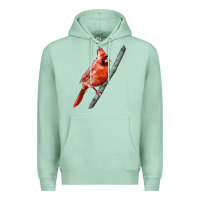 Seafoam Northern Cardinal Bird Premium Hoodie - LillyAllenDesigns