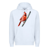 White Northern Cardinal Bird Premium Hoodie - LillyAllenDesigns