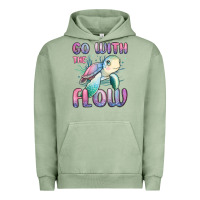 Pigment Oil Green go with flow turtle Urban Hoodie - MaliasSmallBusiness
