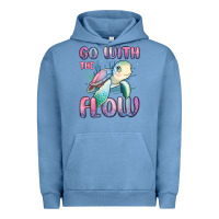 Pigment Pebble Blue go with flow turtle Urban Hoodie - MaliasSmallBusiness