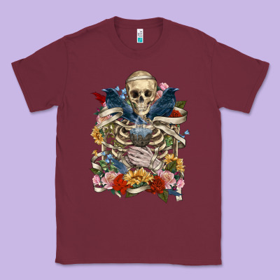 Flower Boho Skull Skeleton Classic Tee Designed By Ranaportraitstore