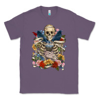 Lavender Flower Boho Skull Skeleton Classic Tee - RanaPortraitStore