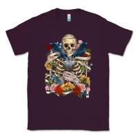 Plum Flower Boho Skull Skeleton Classic Tee - RanaPortraitStore