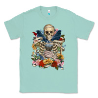 Seafoam Flower Boho Skull Skeleton Classic Tee - RanaPortraitStore