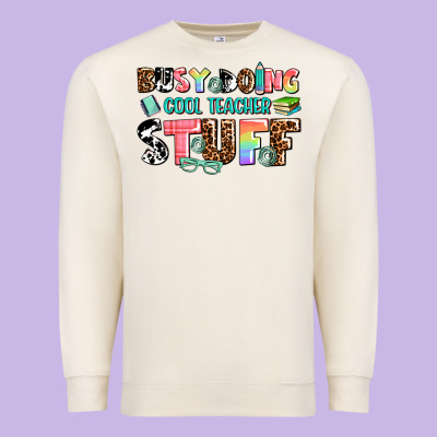 Busy Doing Cool Teacher Stuff Premium Sweatshirt Designed By Adodesignshop