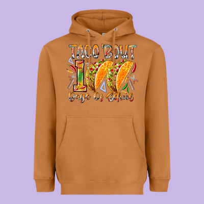 Taco Bout 100 Days Of School Heavyweight Hoodie Designed By Racoondesign