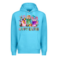Ocean Blue Happy Easter coffee cups with Bunny Premium Hoodie - NancyCooperArtShop
