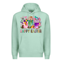 Seafoam Happy Easter coffee cups with Bunny Premium Hoodie - NancyCooperArtShop
