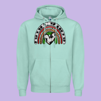 Soccer Rainbow Zipper Hoodie Designed By Zillion Design Studio