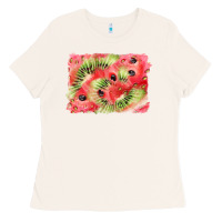 Bone watermelon strawberry kiwi background Ladies Tee - BarkalooDesign