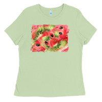 Matcha watermelon strawberry kiwi background Ladies Tee - BarkalooDesign