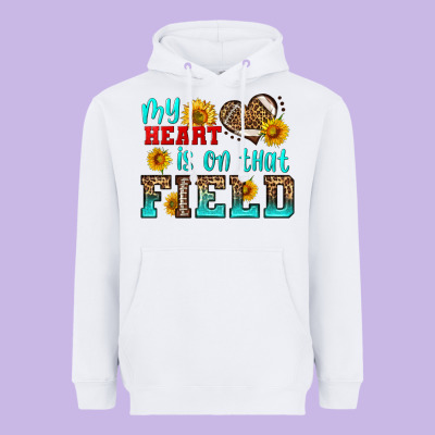 My Heart Is On That Field American Football Heavyweight Hoodie Designed By Hra Design Shop