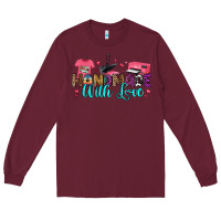 Burgundy handmade with love Long Sleeve Tee - RanaPortraitStore