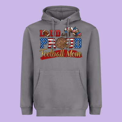 Loud And Proud Football Mom Heavyweight Hoodie Designed By Hra Design Shop