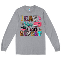 Heather Grey eat sleep craft repeat Long Sleeve Tee - RanaPortraitStore