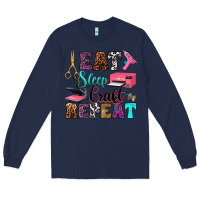Navy eat sleep craft repeat Long Sleeve Tee - RanaPortraitStore