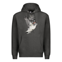 Charcoal Heather Flying Downy Woodpecker Premium Hoodie - LillyAllenDesigns
