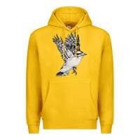 Lemon Flying Downy Woodpecker Premium Hoodie - LillyAllenDesigns