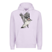 Lilac Flying Downy Woodpecker Premium Hoodie - LillyAllenDesigns