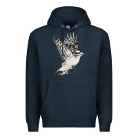Navy Flying Downy Woodpecker Premium Hoodie - LillyAllenDesigns