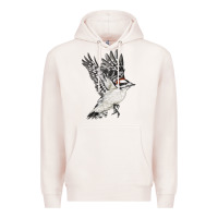 Pale Pink Flying Downy Woodpecker Premium Hoodie - LillyAllenDesigns