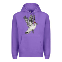 Purple Flying Downy Woodpecker Premium Hoodie - LillyAllenDesigns