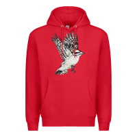 Red Flying Downy Woodpecker Premium Hoodie - LillyAllenDesigns