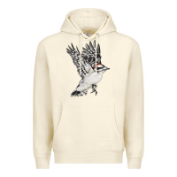 Sandshell Flying Downy Woodpecker Premium Hoodie - LillyAllenDesigns