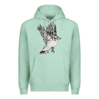 Seafoam Flying Downy Woodpecker Premium Hoodie - LillyAllenDesigns