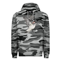 Slate Camo Flying Downy Woodpecker Premium Hoodie - LillyAllenDesigns