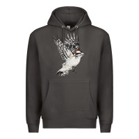 Smoke Flying Downy Woodpecker Premium Hoodie - LillyAllenDesigns