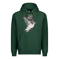 Sports Green Flying Downy Woodpecker Premium Hoodie - LillyAllenDesigns
