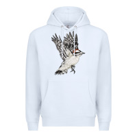 White Flying Downy Woodpecker Premium Hoodie - LillyAllenDesigns