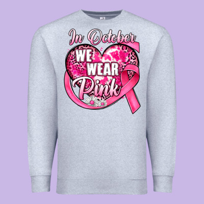 In October We Wear Pink Heart Premium Sweatshirt Designed By Jahusdesignshop
