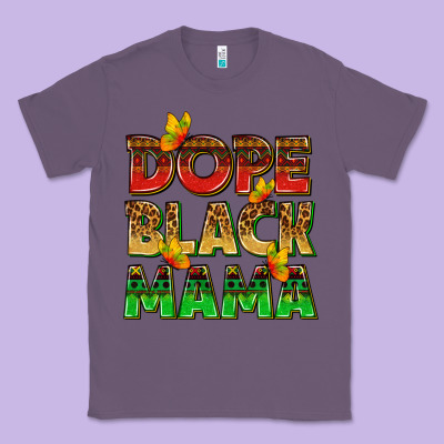 Classic Tee dope black mama with butterflies