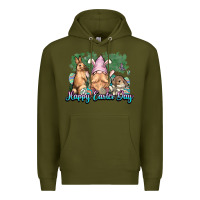 Army Green Gnome Bunny Happy Eater Day Premium Hoodie - NancyCooperArtShop