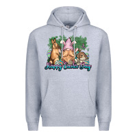 Heather Grey Gnome Bunny Happy Eater Day Premium Hoodie - NancyCooperArtShop