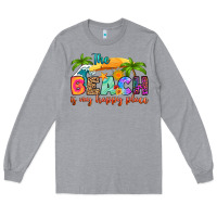 Heather Grey the beach is my happy place Long Sleeve Tee - RanaPortraitStore