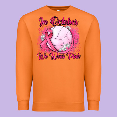 In October We Wear Pink Breast Cancer Valleybal Premium Sweatshirt Designed By Jahusdesignshop